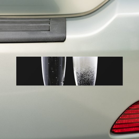 Black White Champagne Flete Glasses Festive Bumpersticker (Op auto)