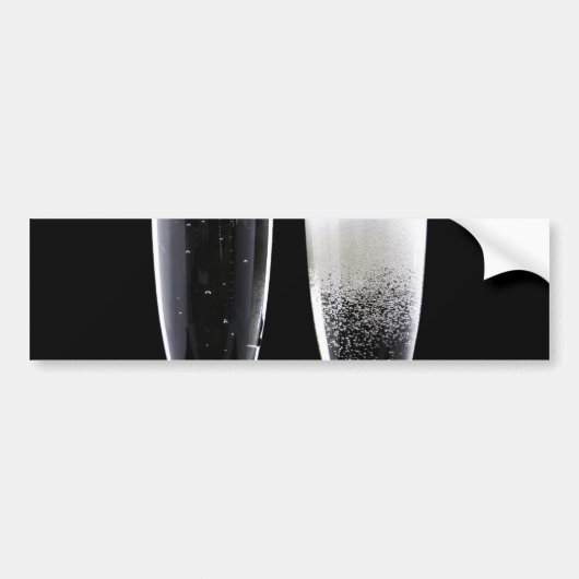 Black White Champagne Flete Glasses Festive Bumpersticker (Voorkant)