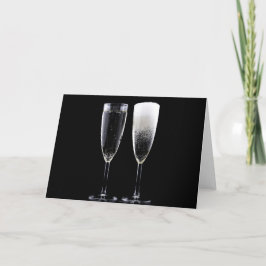 Black White Champagne Flete Glasses Festive Feestdagen Kaart