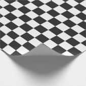 Black White Check Checkerboard Patroon Cadeaupapier (Hoek)