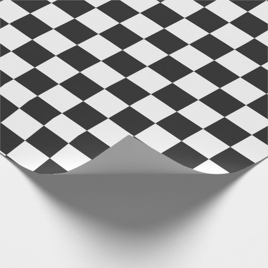 Black White Check Checkerboard Patroon Cadeaupapier (Hoek)