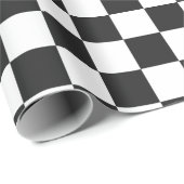Black White Check Checkerboard Patroon Cadeaupapier (Rol Hoek)