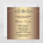 Black White Check Gold Sweet Sixteen Uitnodiging (Achterkant)