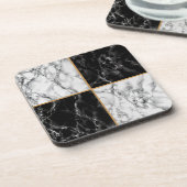 Black White Check Marble Stone Onderzetter (Linkerzijde)