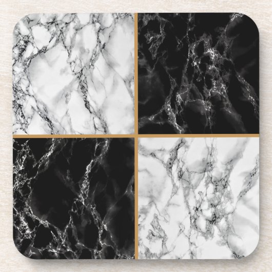 Black White Check Marble Stone Onderzetter (Voorkant)
