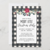 Black White Check Merry Little Kerstparty Kaart (Voorkant)