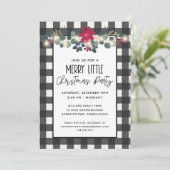 Black White Check Merry Little Kerstparty Kaart (Staand voorkant)