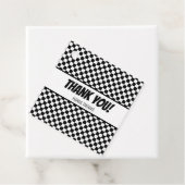 Black White Check Pattern Racing Theme Birthday Bedankjes Labels (In situ)