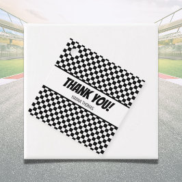 Black White Check Pattern Racing Theme Birthday Bedankjes Labels