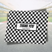Black White Check Pattern Racing Theme Birthday Bedankkaart