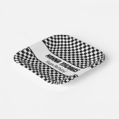 Black White Check Pattern Racing Theme Birthday Papieren Bordje (Gebogen)