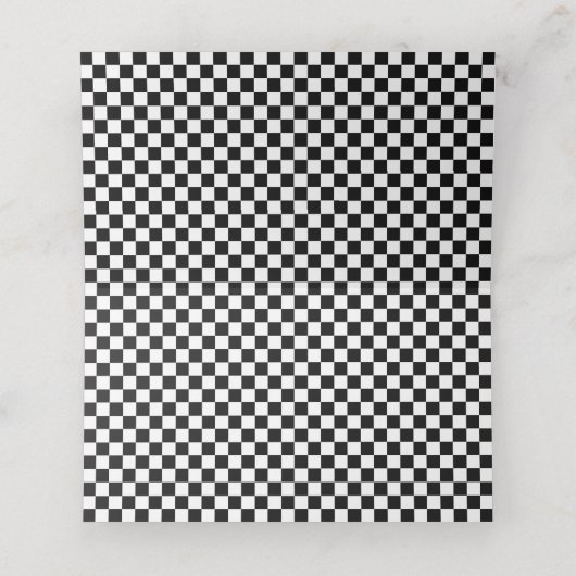 Black White Check Pattern Racing Theme Birthday Plaatskaartje (Binnenkant ongevouwen)