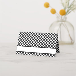 Black White Check Pattern Racing Theme Birthday Plaatskaartje