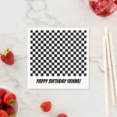 Black White Check Pattern Racing Theme Birthday Servet (Insitu)