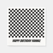 Black White Check Pattern Racing Theme Birthday Servet (Voorkant)