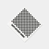 Black White Check Pattern Racing Theme Birthday Servet (Hoek)
