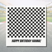 Black White Check Pattern Racing Theme Birthday Servet
