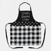 Black White Check Polka Dot World's grootste mama Schort (Voorkant)