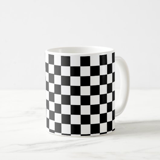 Black White Checker Box Coffee Cup Mok (Voorkant rechts)