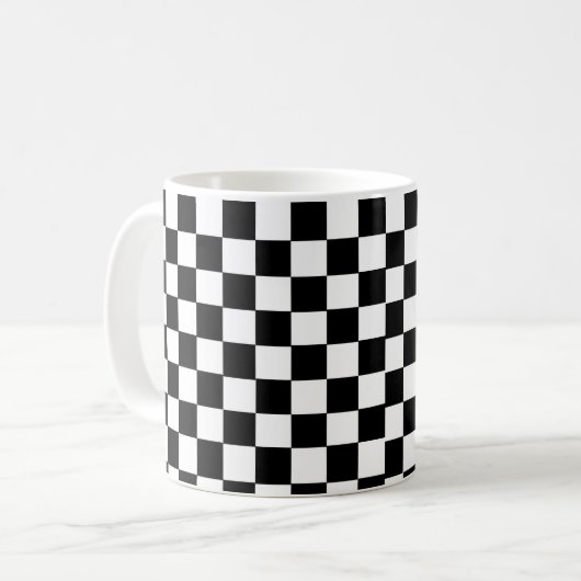 Black White Checker Box Coffee Cup Mok (Voorkant links)