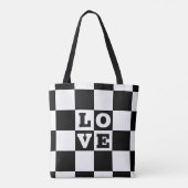 Black White Checker LOVE Tote Bag (Achterkant)