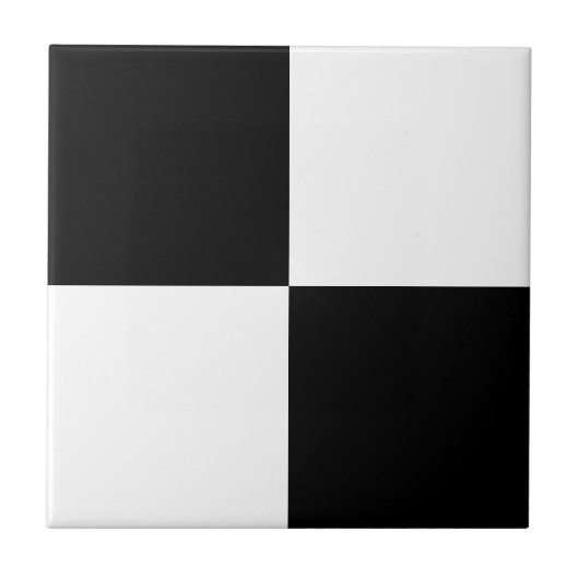 Black White Checker ontwerper Tile keramiek Tegeltje (Voorkant)