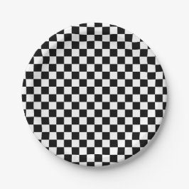 Black White Checker Pattern Papieren Bordje