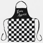 Black & White Checkerboard Apron Schort (Voorkant)