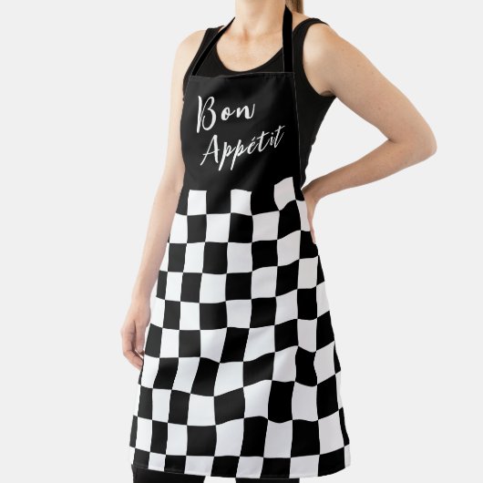 Black & White Checkerboard Apron Schort (Insitu)