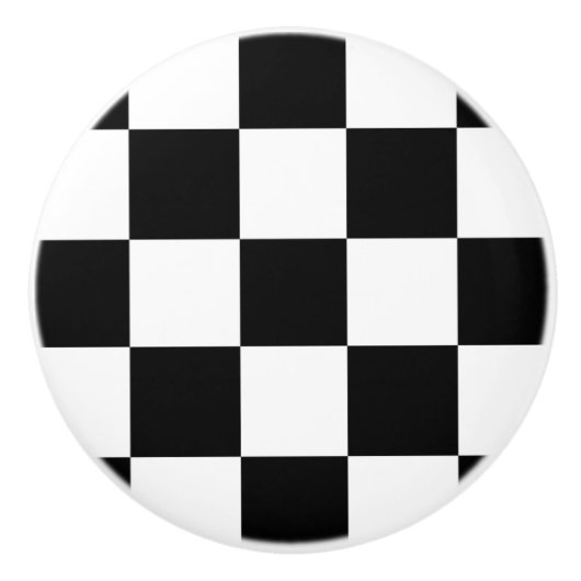 Black & White Checkerboard Ceramic Pull Keramische Knop (Voorkant)