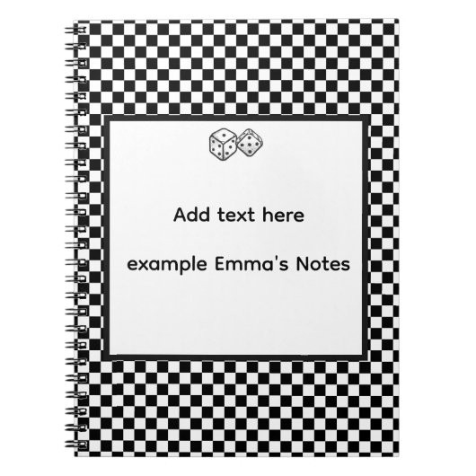 Black & White Checkerboard Notepad | Editable Pers Notitieboek (Voorkant)