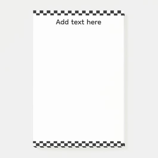 Black & White Checkerboard Notepad | Editable Pers Post-it® Notes (Voorkant)