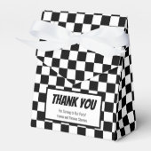 Black White Checkerboard-racethema Bedankdoosjes (Voorkant Zijde)