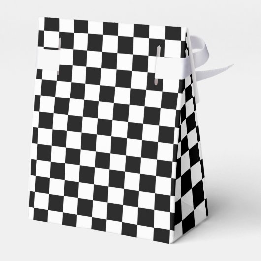 Black White Checkerboard-racethema Bedankdoosjes (Achterkant)