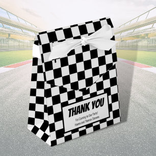 Black White Checkerboard-racethema Bedankdoosjes