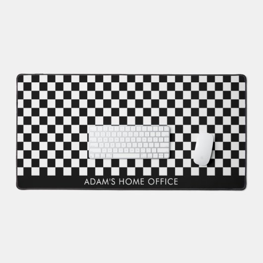 Black White Checkered Checkerboard Office School Bureaumat (Keyboard & Muis)