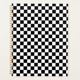 Black White Checkered Checkerboard Planner