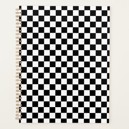 Black White Checkered Checkerboard Planner (Voorkant)