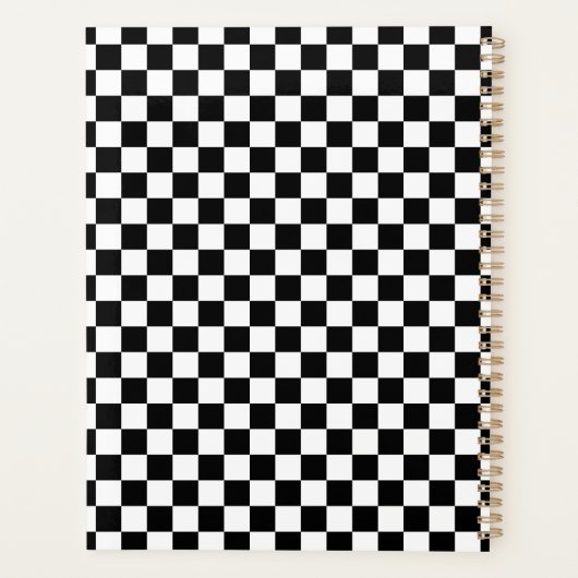 Black White Checkered Checkerboard Planner (Achterkant)