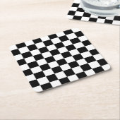 Black White Checkered Coasters Kartonnen Onderzetters (Schuin)