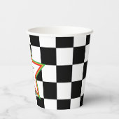 Black White Checkered Graduation Party Paper Cups Papieren Bekers (Achterkant)