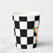 Black White Checkered Graduation Party Paper Cups Papieren Bekers (Voorkant)