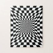 Black White Checkered Hallway | Optische verlichti Legpuzzel (Verticaal)