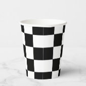 Black White Checkered Happy Retirement Paper Cups Papieren Bekers (Rechts)