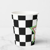 Black White Checkered Happy Retirement Paper Cups Papieren Bekers (Voorkant)