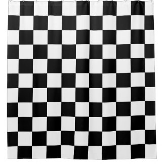 Black White Checkered Shower Curtain Douchegordijn