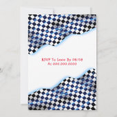 Black White Checkering Racing Flag Birthday Party Kaart (Achterkant)