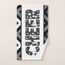 Black & White Cheer Star Cheering Girl Silhouette Handdoek