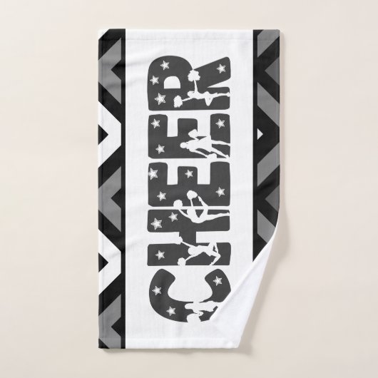 Black & White Cheer Star Cheering Girl Silhouette Handdoek (Handdoek)
