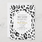 Black & White Cheetah Leopard Sweet 16 Party Kaart (Voorkant)